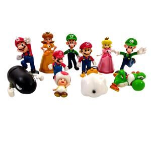 Super Mario 11 Figure Lot 2.5" Jakks Peach Lakitu Toad Mario Luigi Daisy Bill